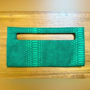 Vintage Giannini Green Faux Leather and Snake Skin Clutch